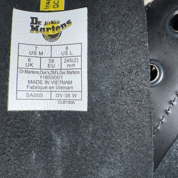 Dr Martens 1914 Smooth Leather Black Tall 14 Hole Boots Men's 7 Women's 8 - Picture 10 of 10